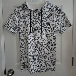 Reason Brand Hoodie With Drawstring All Over Graffiti Pattern SZ S